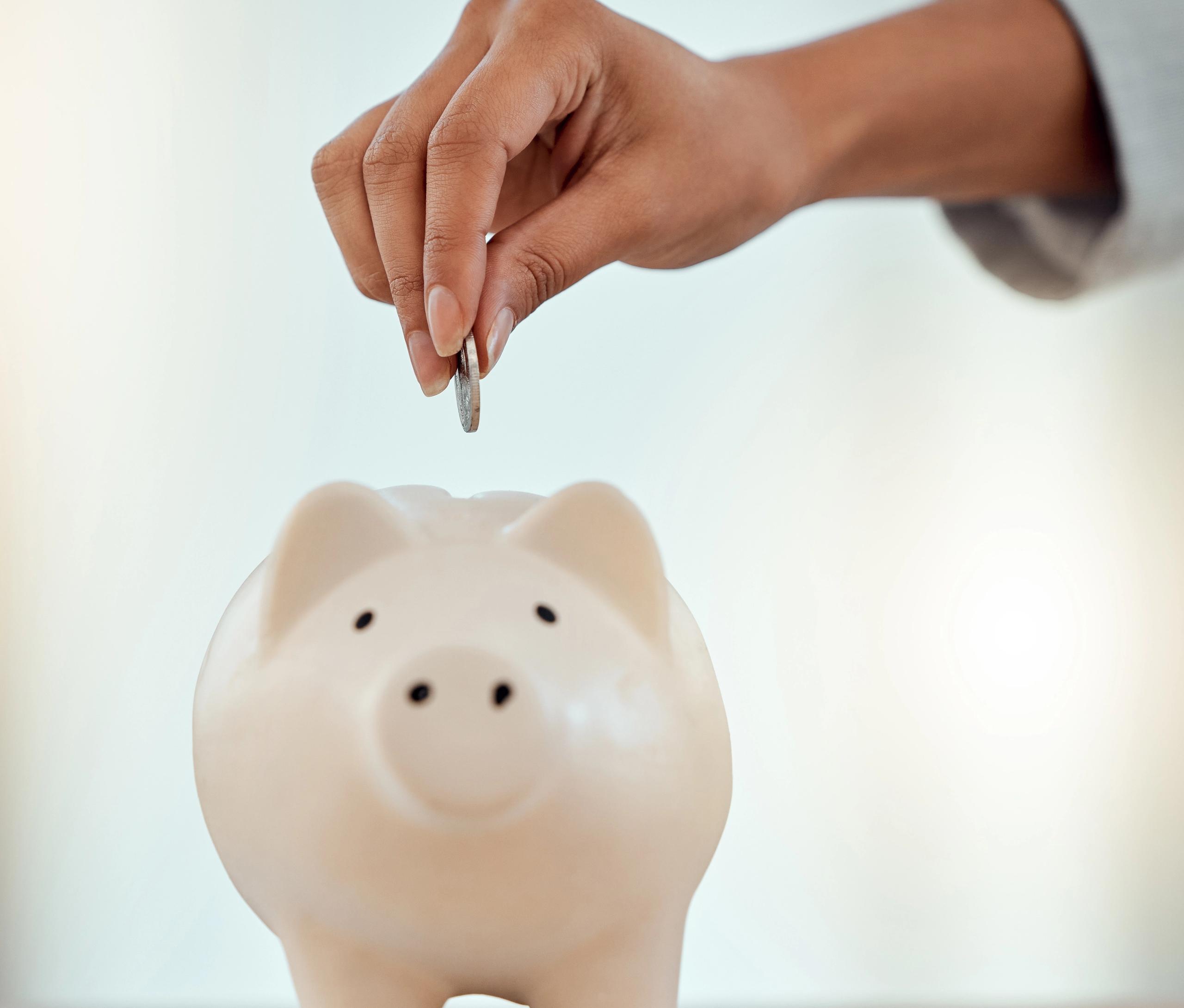 Cream coloured piggy bank