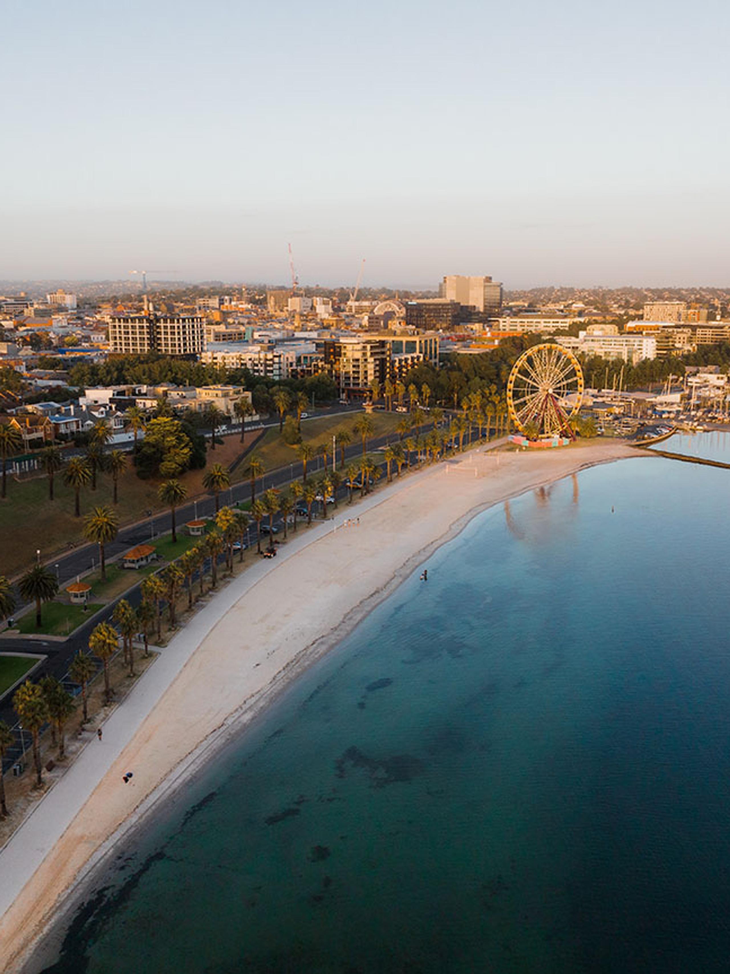 Aerial coastal view over Geelong
