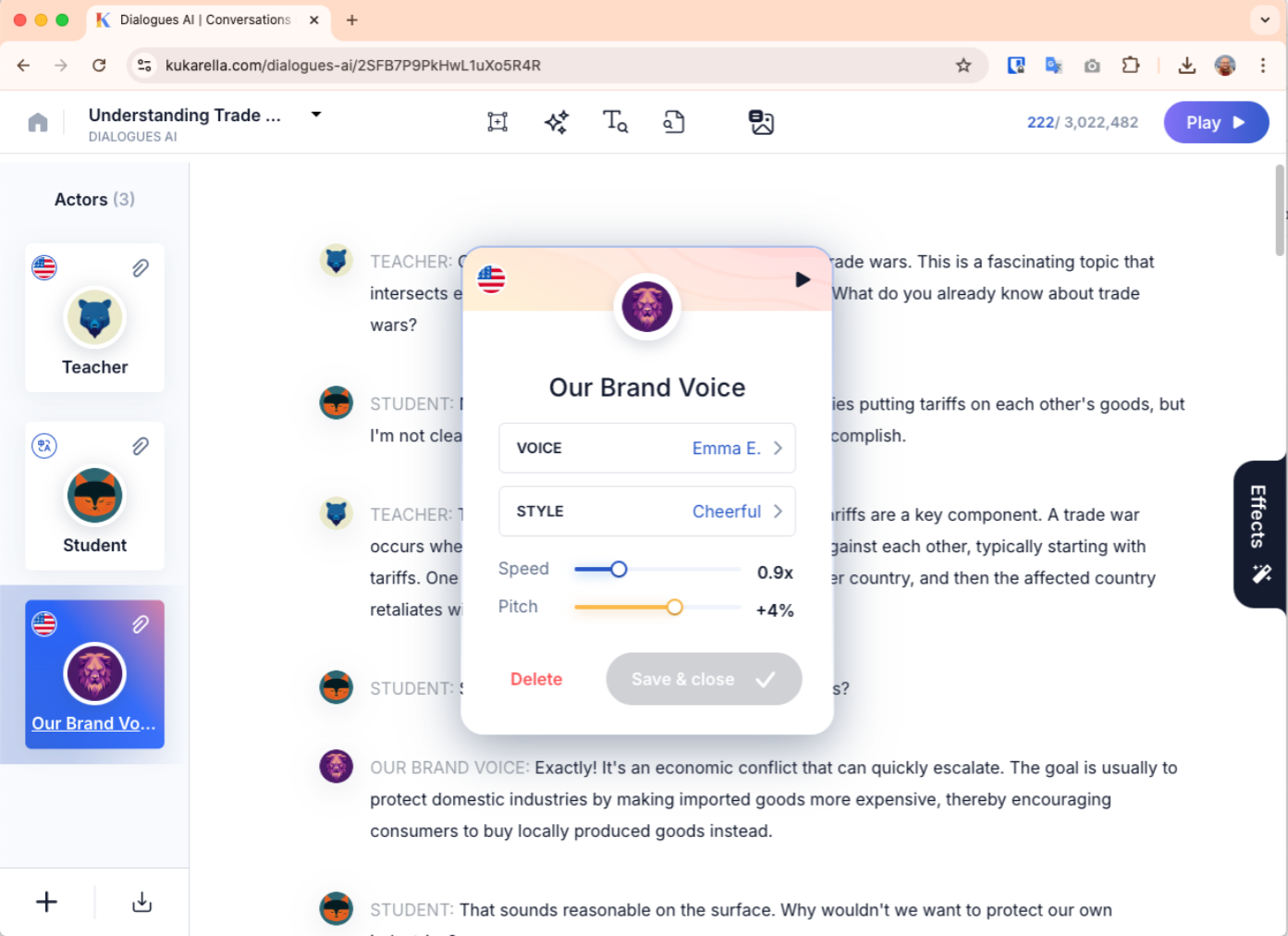 AI voice settings