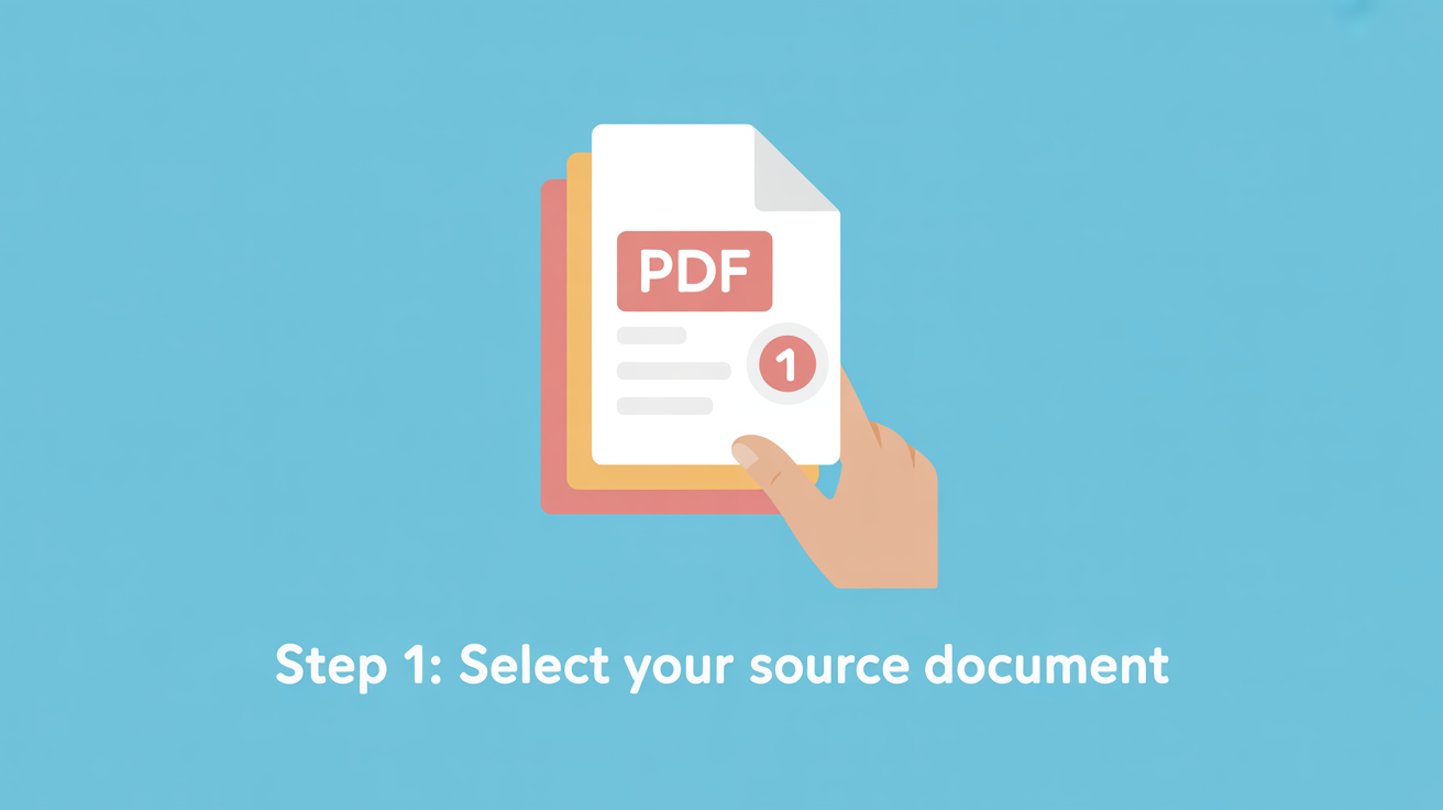 An icon of a hand choosing a source document