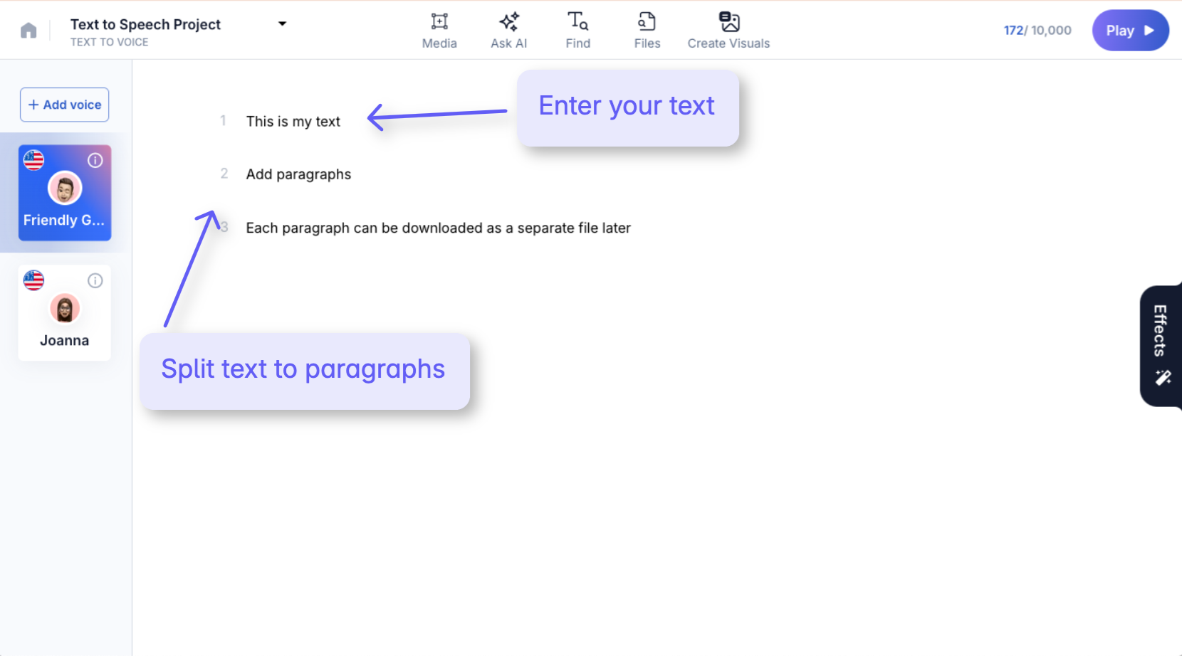 Text to Speech Project Interface