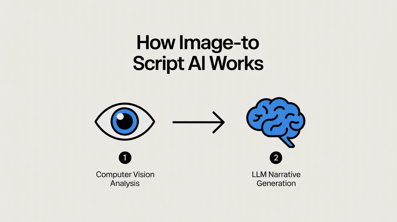 A 2-step flowchart showing the Image-to-Script process