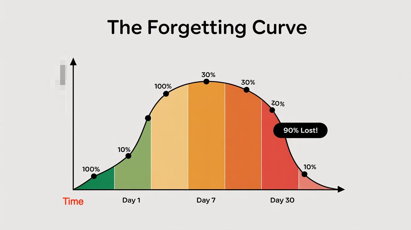 An infographic of the Ebbinghaus "Forgetting Curve"