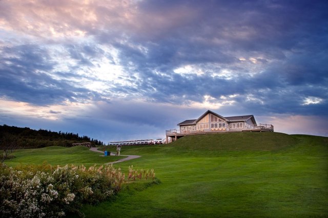 Clubhouse seen from the eighteenth hole