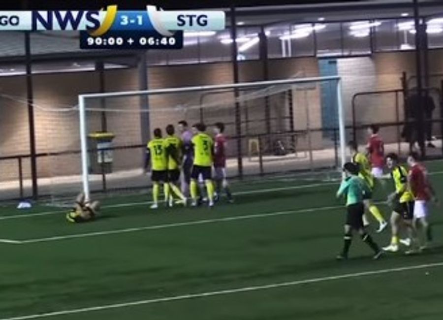 The game was almost over. Then a former A-League goalkeeper lashed out in extraordinary scenes