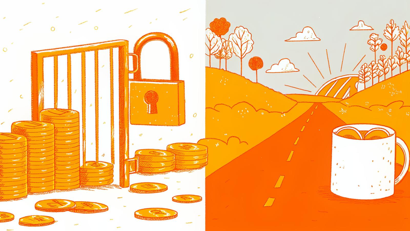 Locked gate blocking creator earnings versus open path to immediate per-view payouts