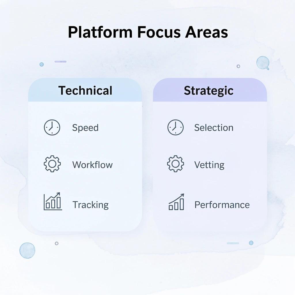Comparison chart showing technical vs strategic focus areas
