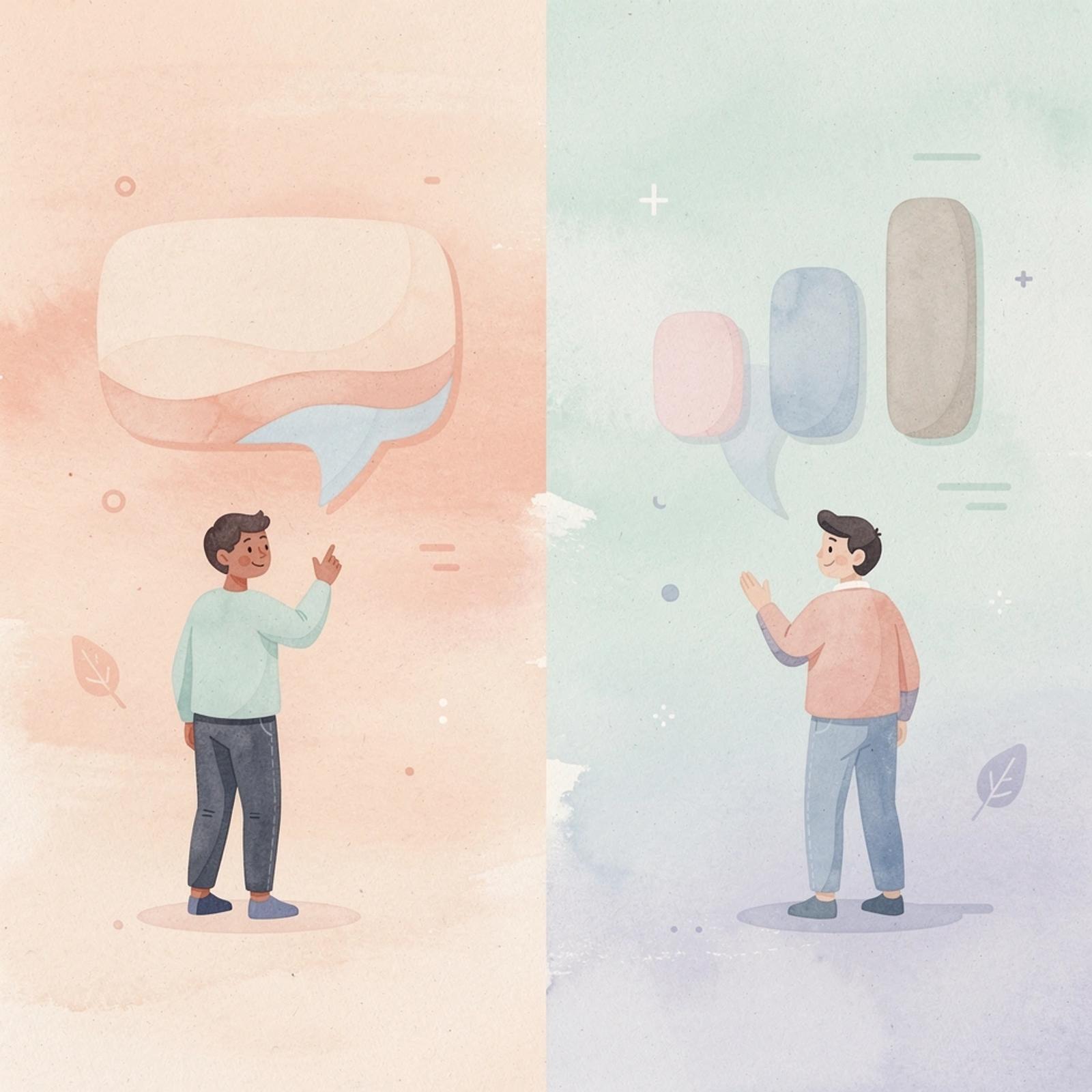 Split scene illustration comparing manual vs automated creator marketing approaches