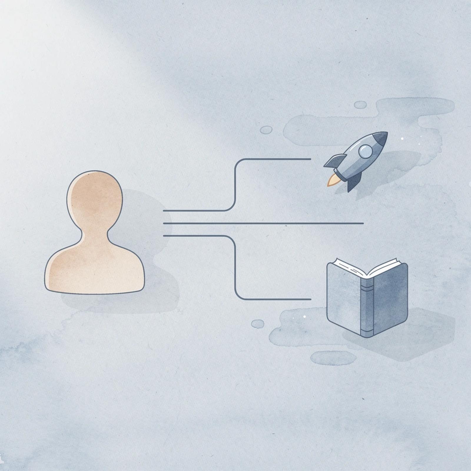 Icon splitting into two paths representing nano versus micro influencer options