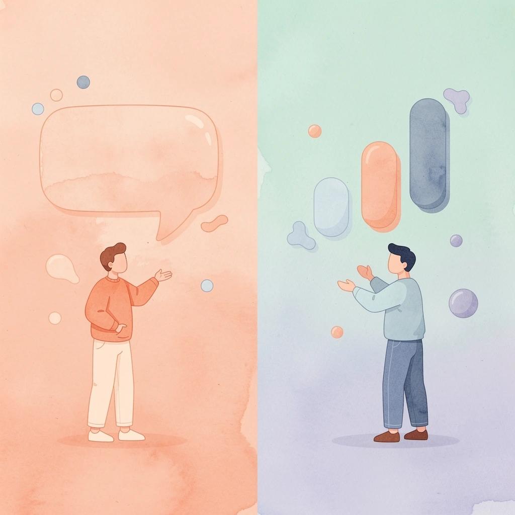 Scene illustration contrasting a digital creator and an influencer in their respective roles