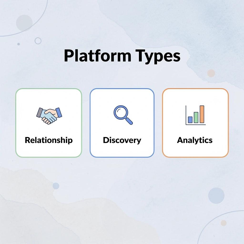 Infographic showing three platform types for influencer marketing
