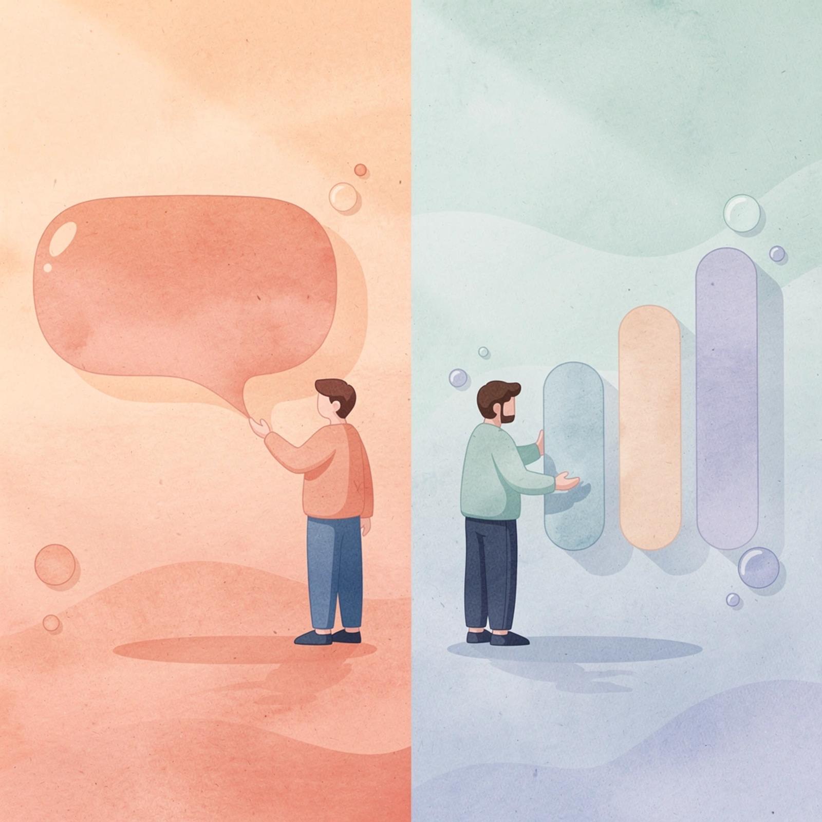 Split scene illustration contrasting old manual coordination with new automated performance model