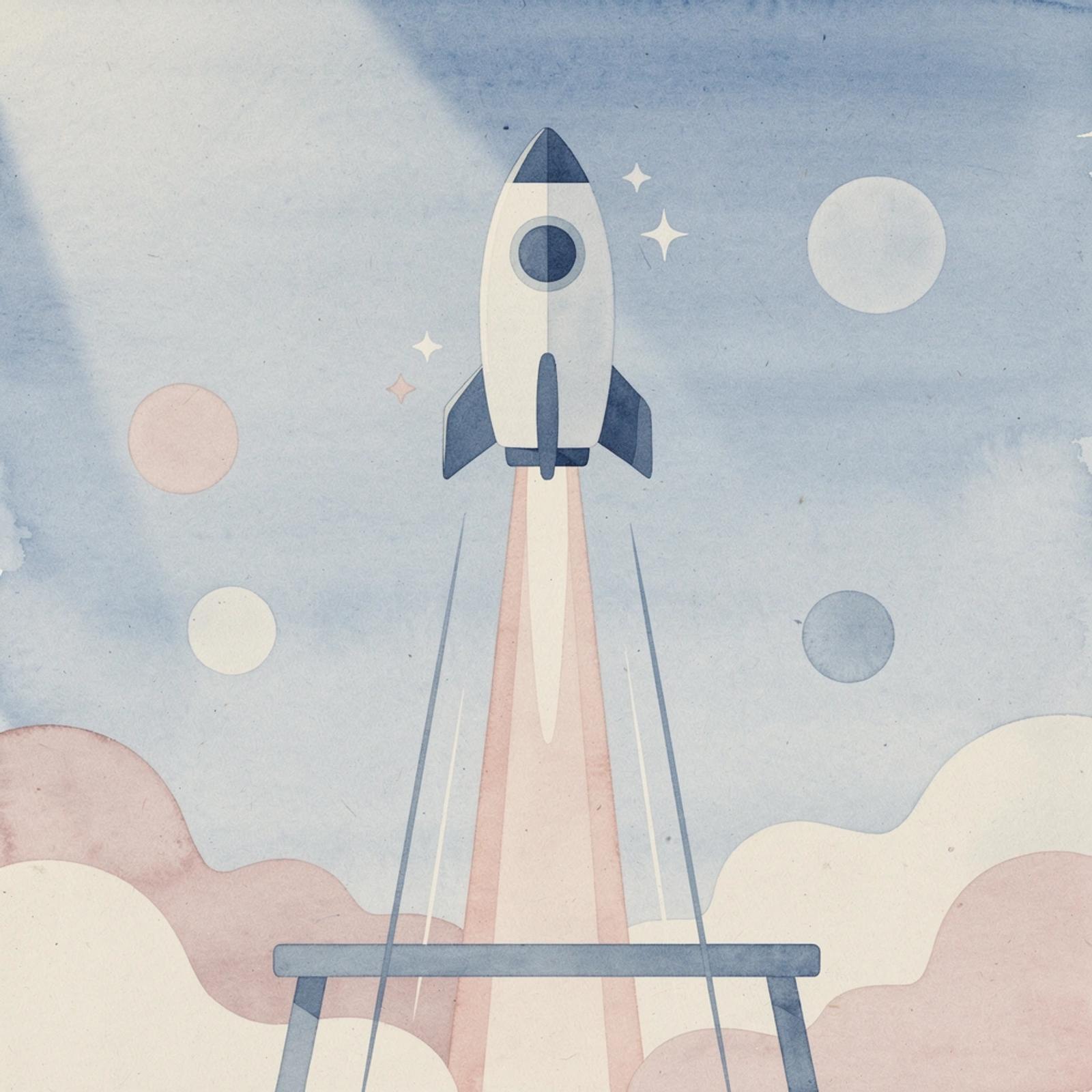 Scene of an object launching upward, representing creator earning growth