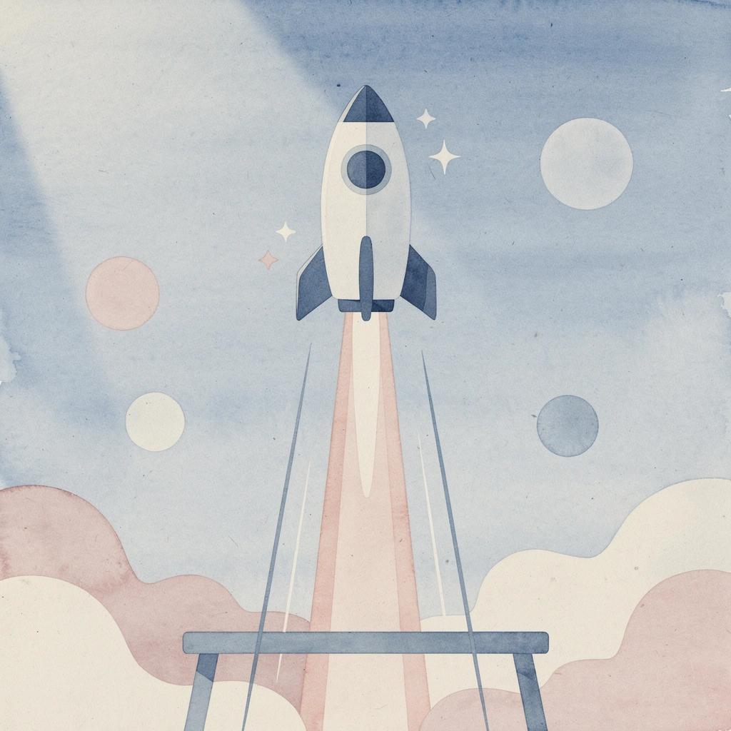 Scene of an object launching upward, representing creator earning growth
