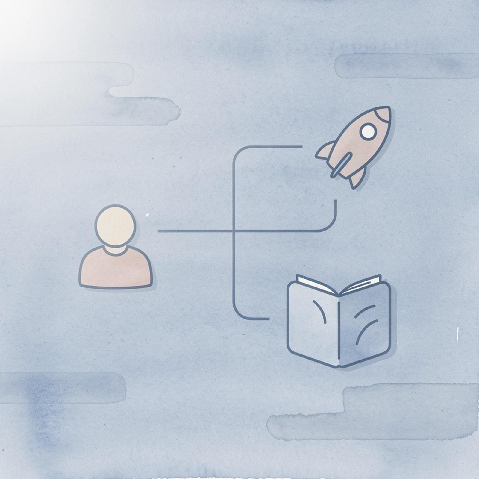 Icon showing single approach splitting into multiple paths representing campaign scaling
