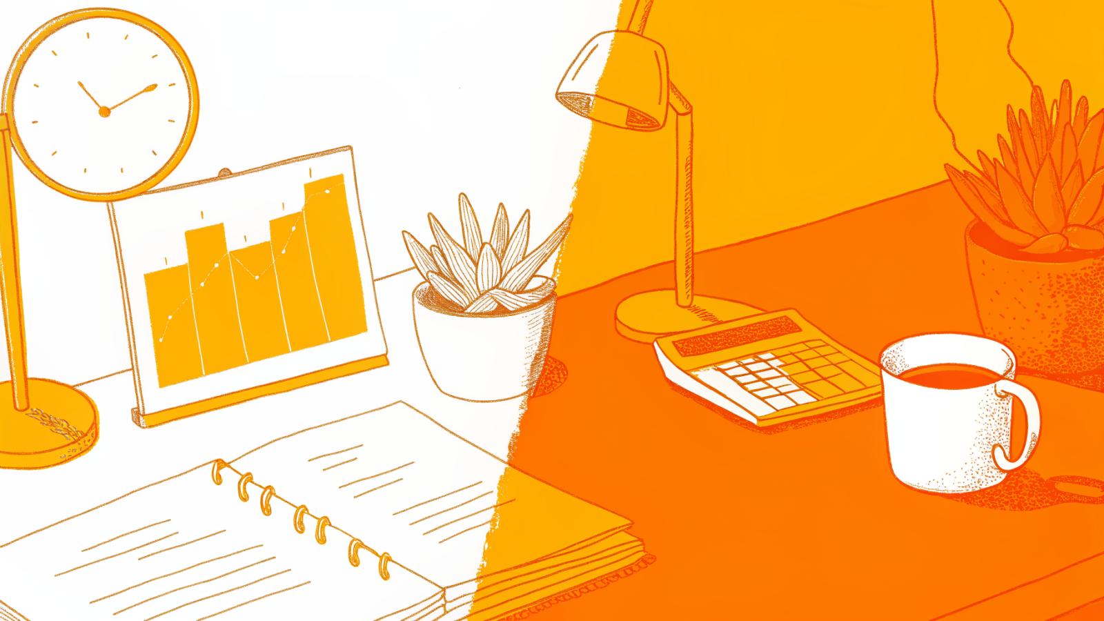 Follower count chart crossed out beside a glowing commission-based performance dial on a desk