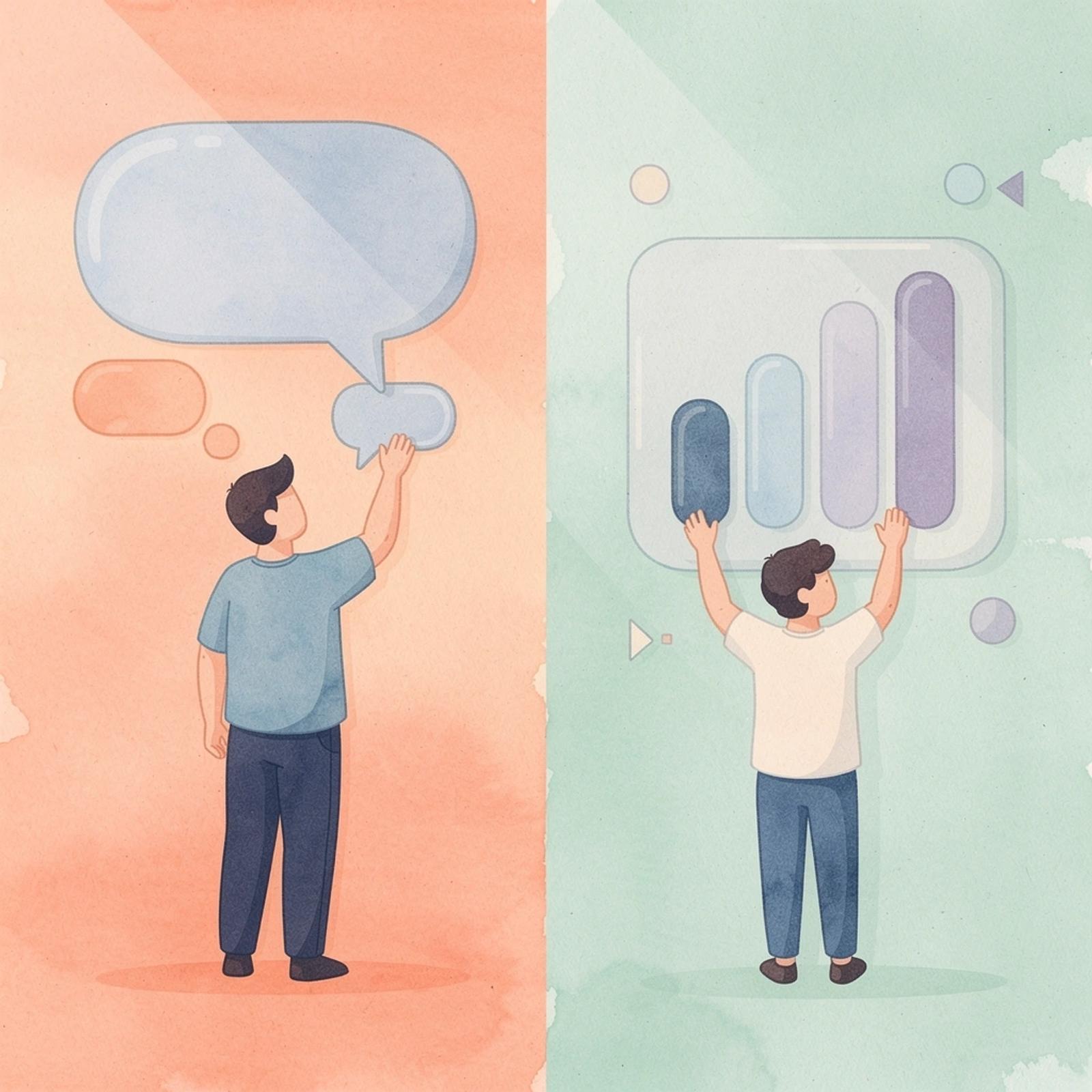 Split scene illustration contrasting volume-based versus quality-focused creator marketing approaches