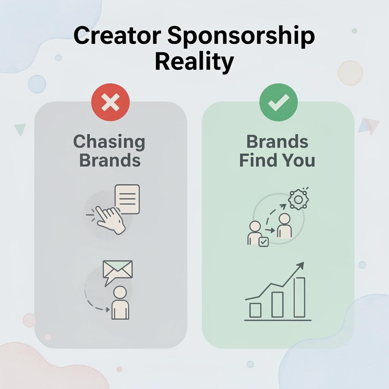 Before and after infographic showing creators chasing brands versus brands finding creators