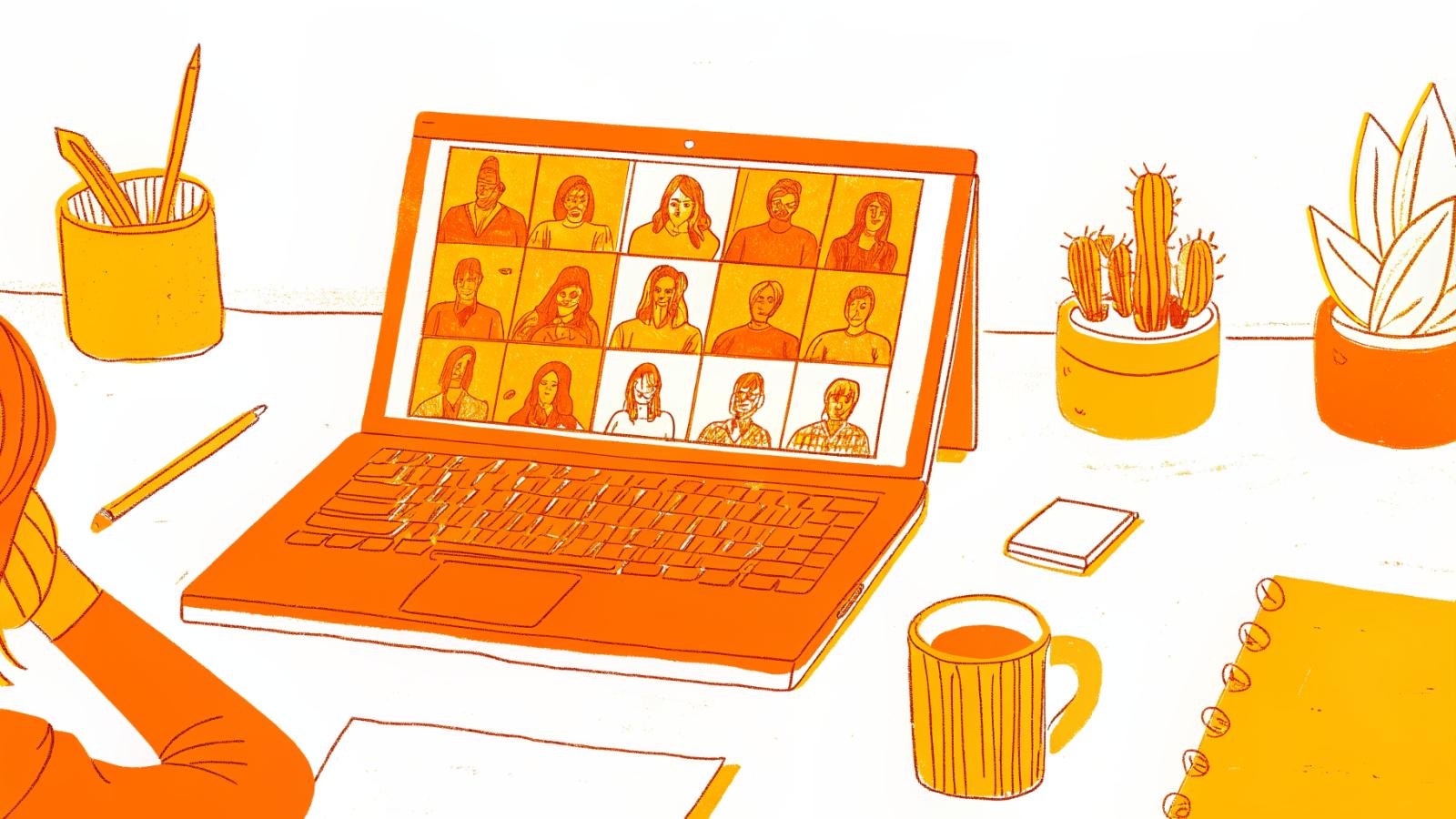 Brand owner at desk surrounded by identical AI clips, crumpled invoice, and cold coffee