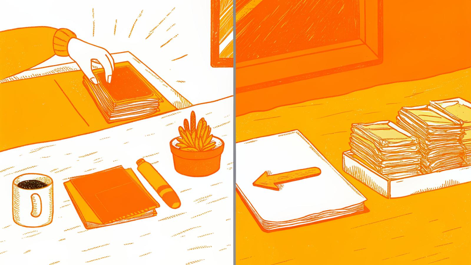 cold pitch envelopes versus glowing marketplace brief cards side by side