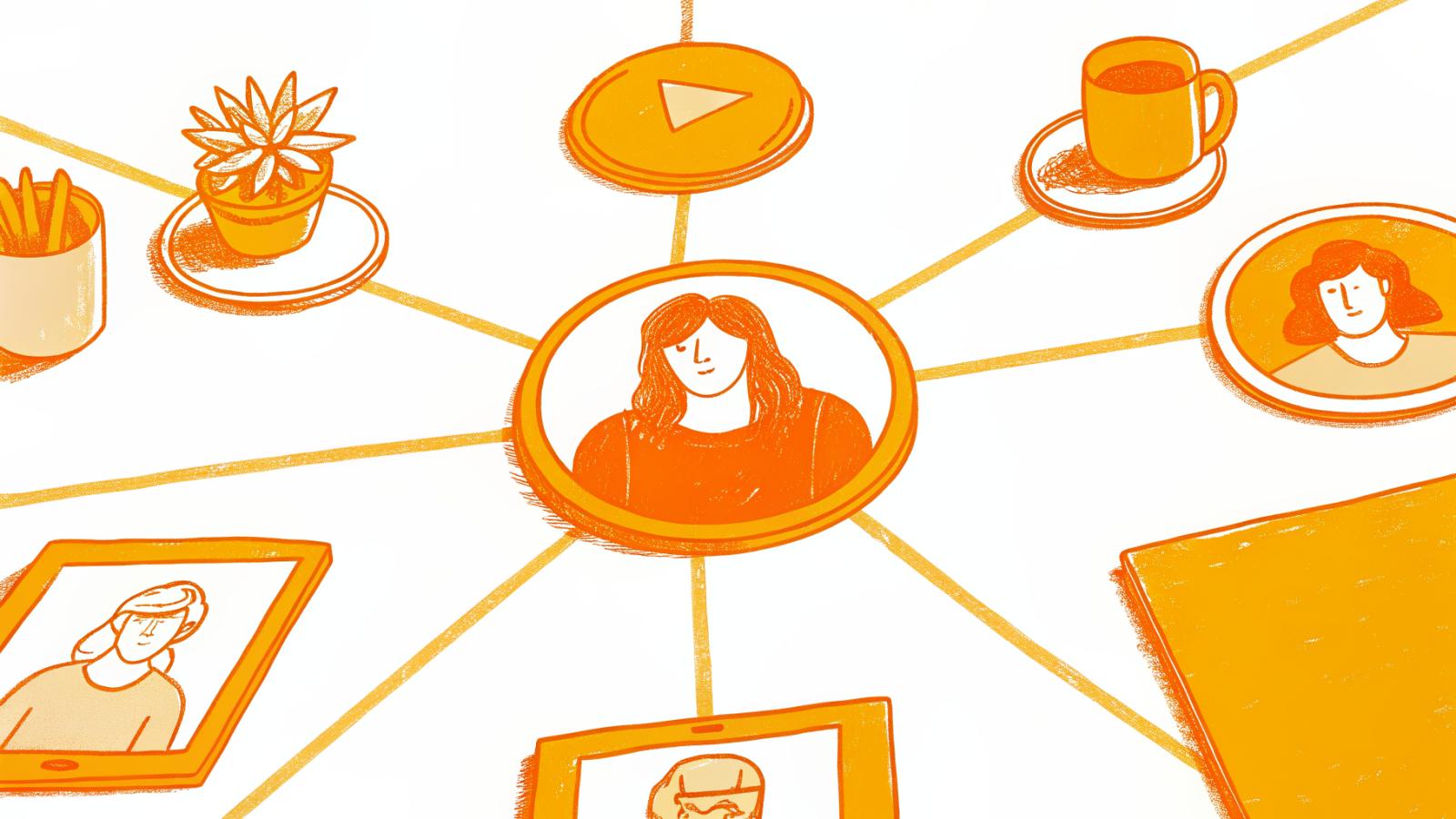 Brand campaign hub connecting multiple creators with automated payout icons in a network