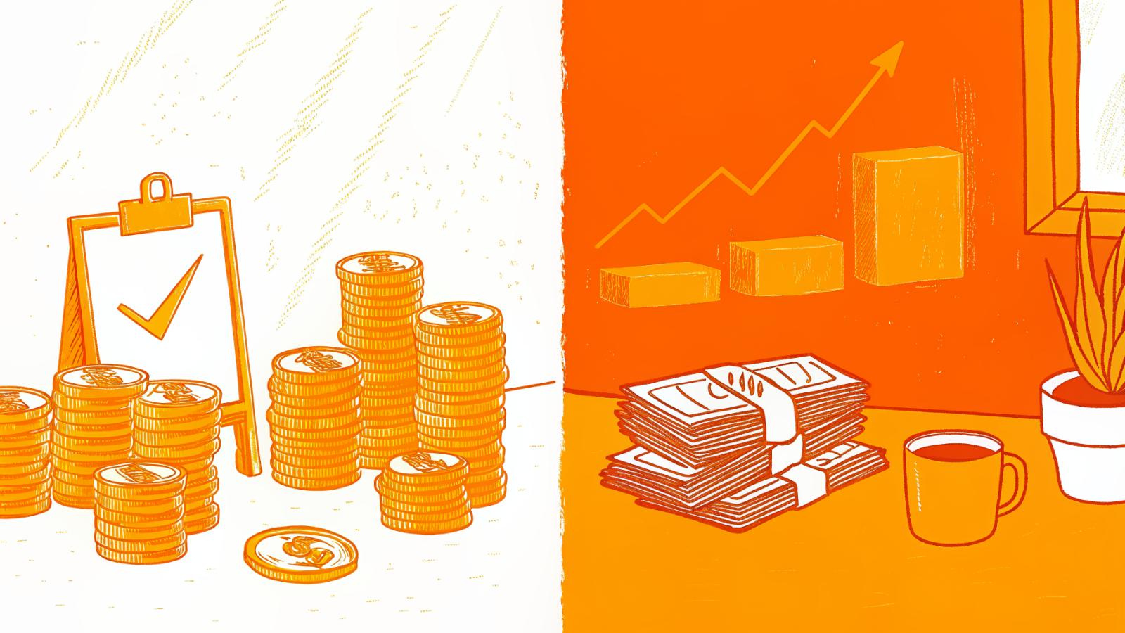 flat-fee dollar stack versus rising pay-per-view coin bars side by side