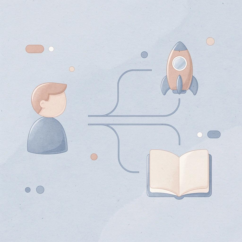 Icon showing traditional marketing splitting into performance-based campaigns