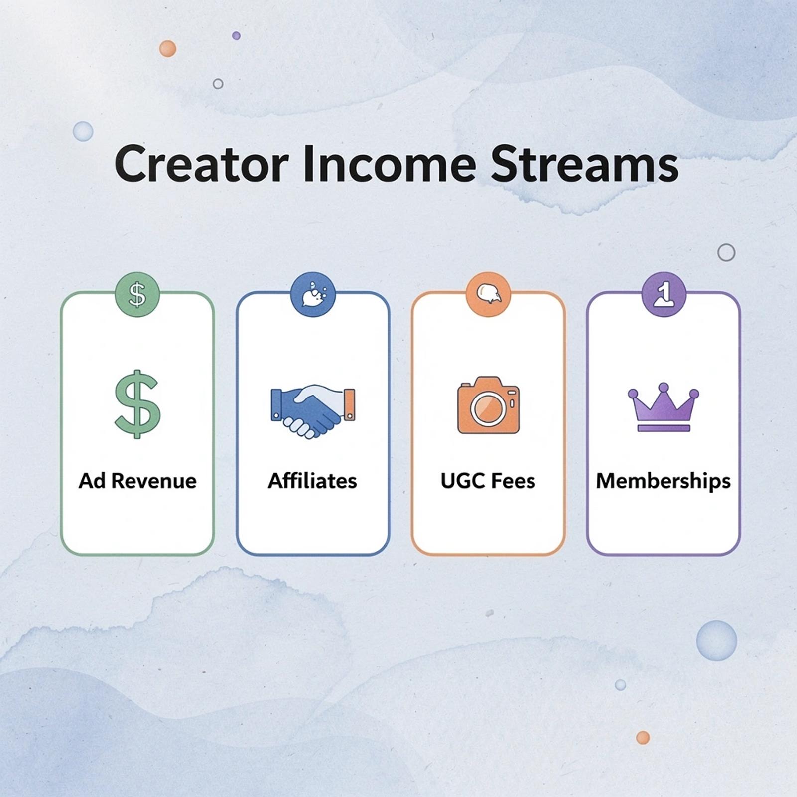 Infographic showing four main creator income streams