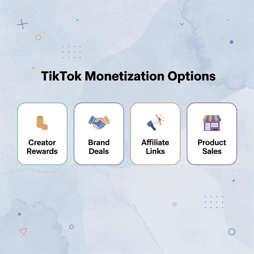 Infographic showing four TikTok monetization options