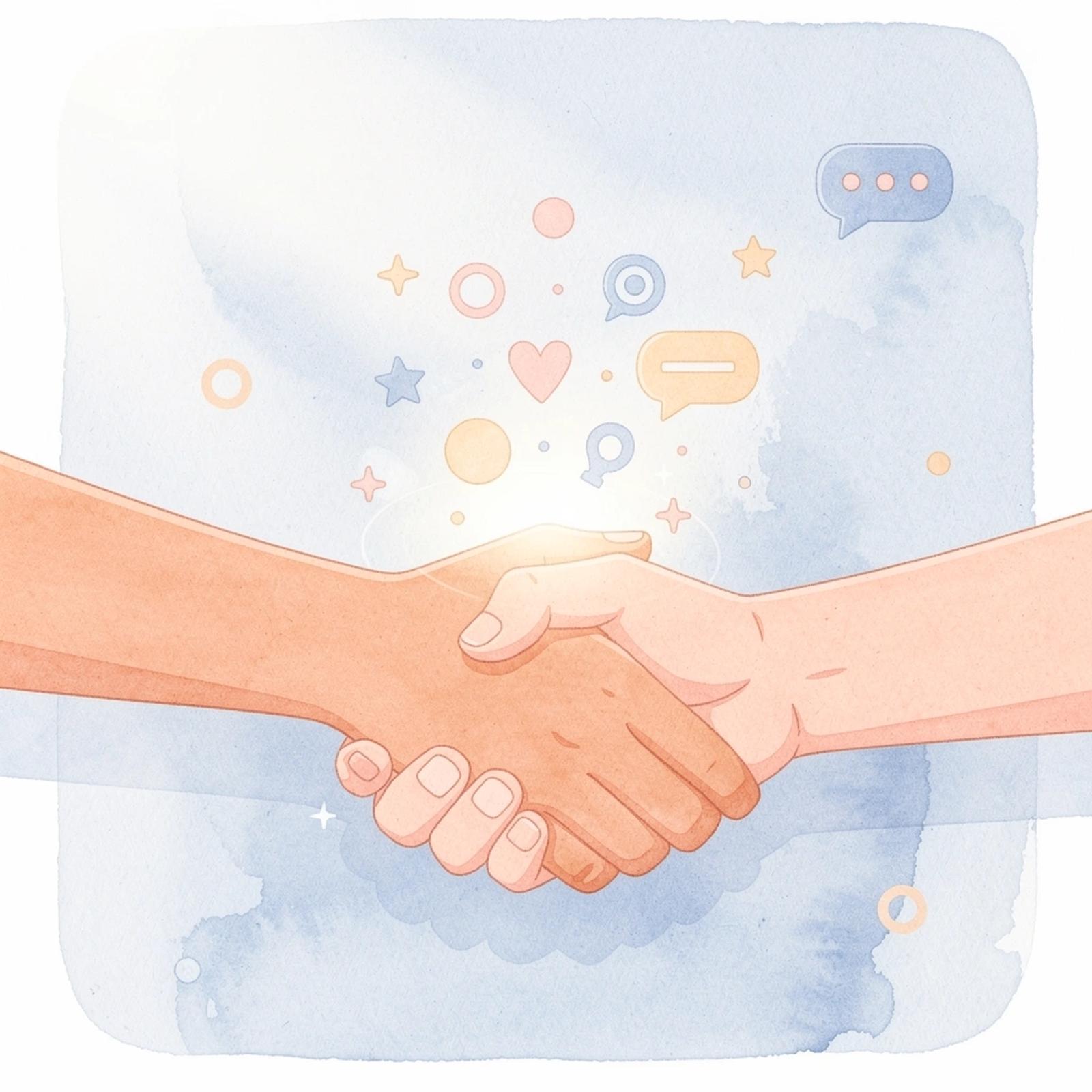 Scene of a handshake representing creator and brand partnerships forming
