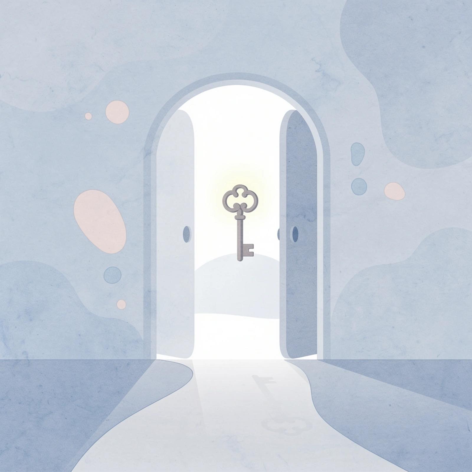 Scene of an open gateway revealing a bright opportunity, symbolizing the decision to start earning with content