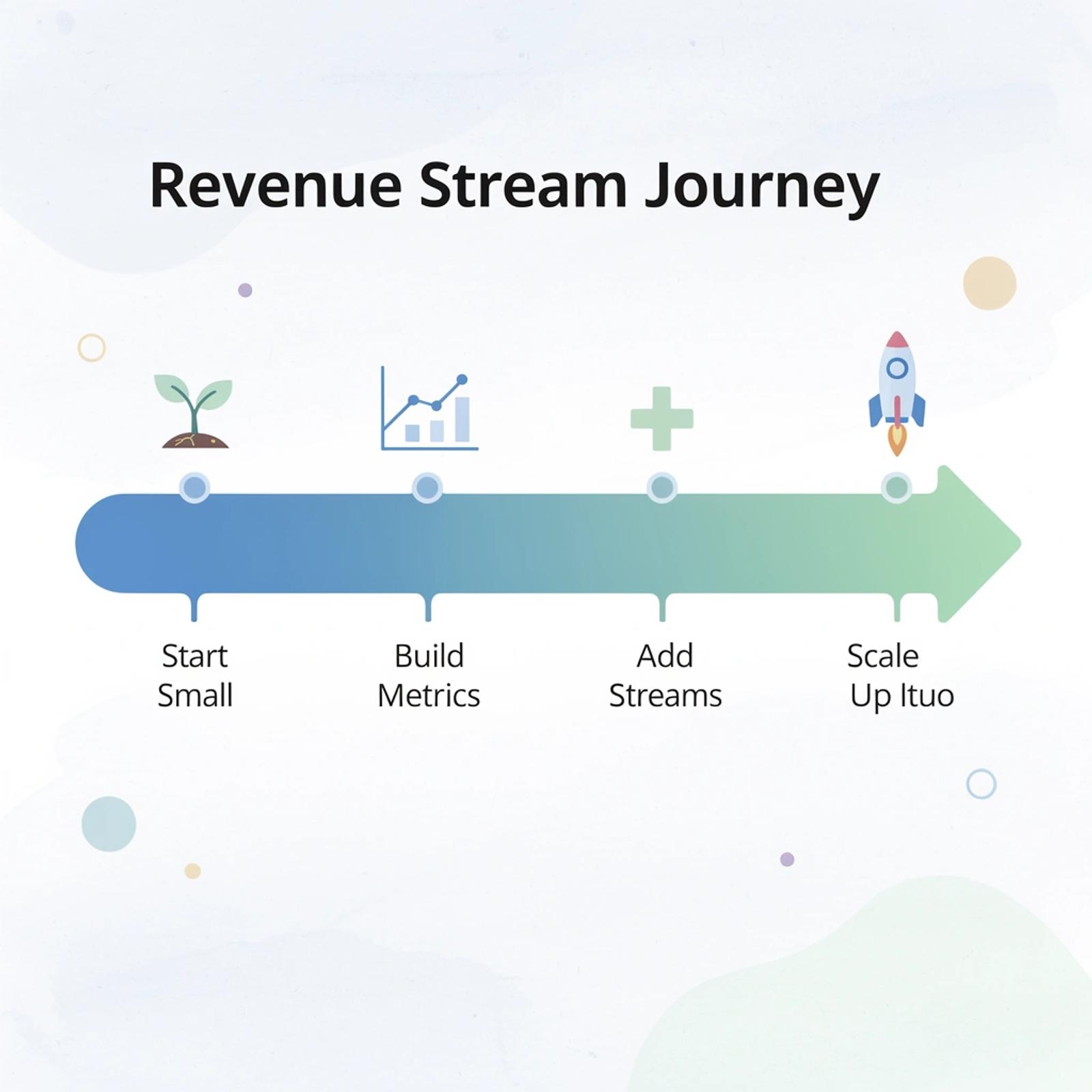 Progression showing creator monetization journey from start to scale
