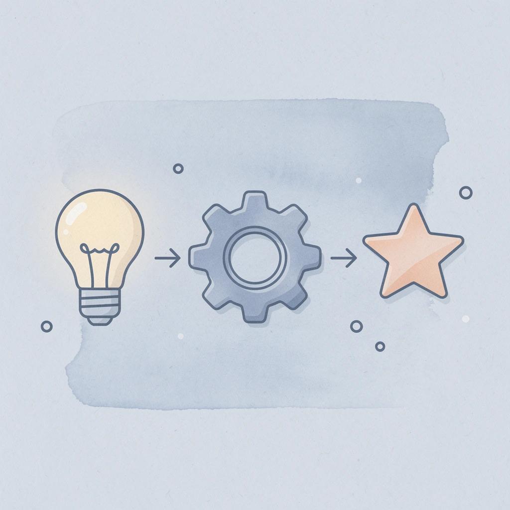 Three icons showing progression from quality to engagement to earnings