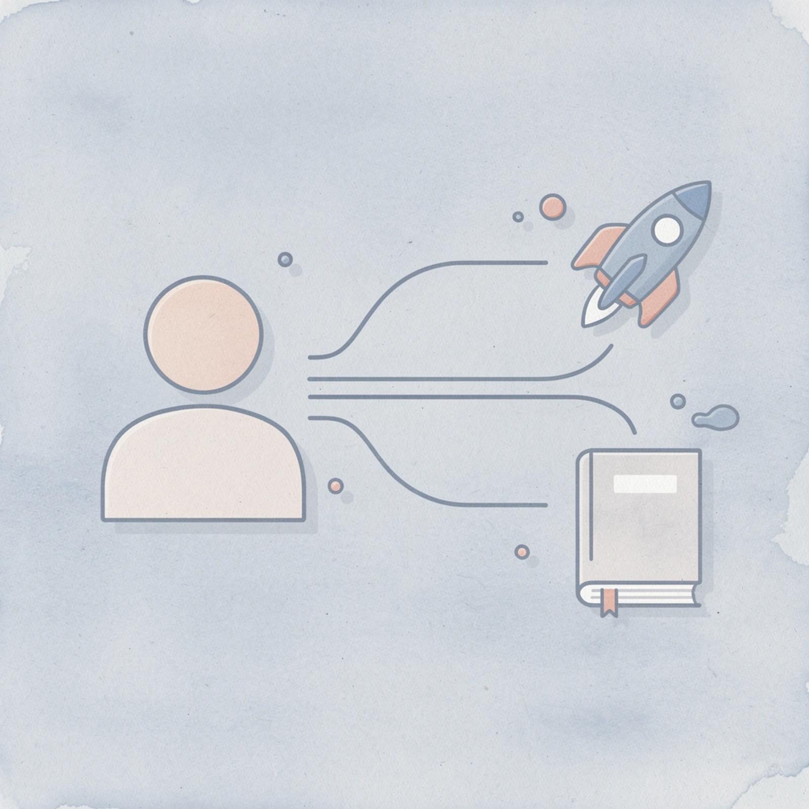 Icon showing one creator path splitting into multiple parallel paths