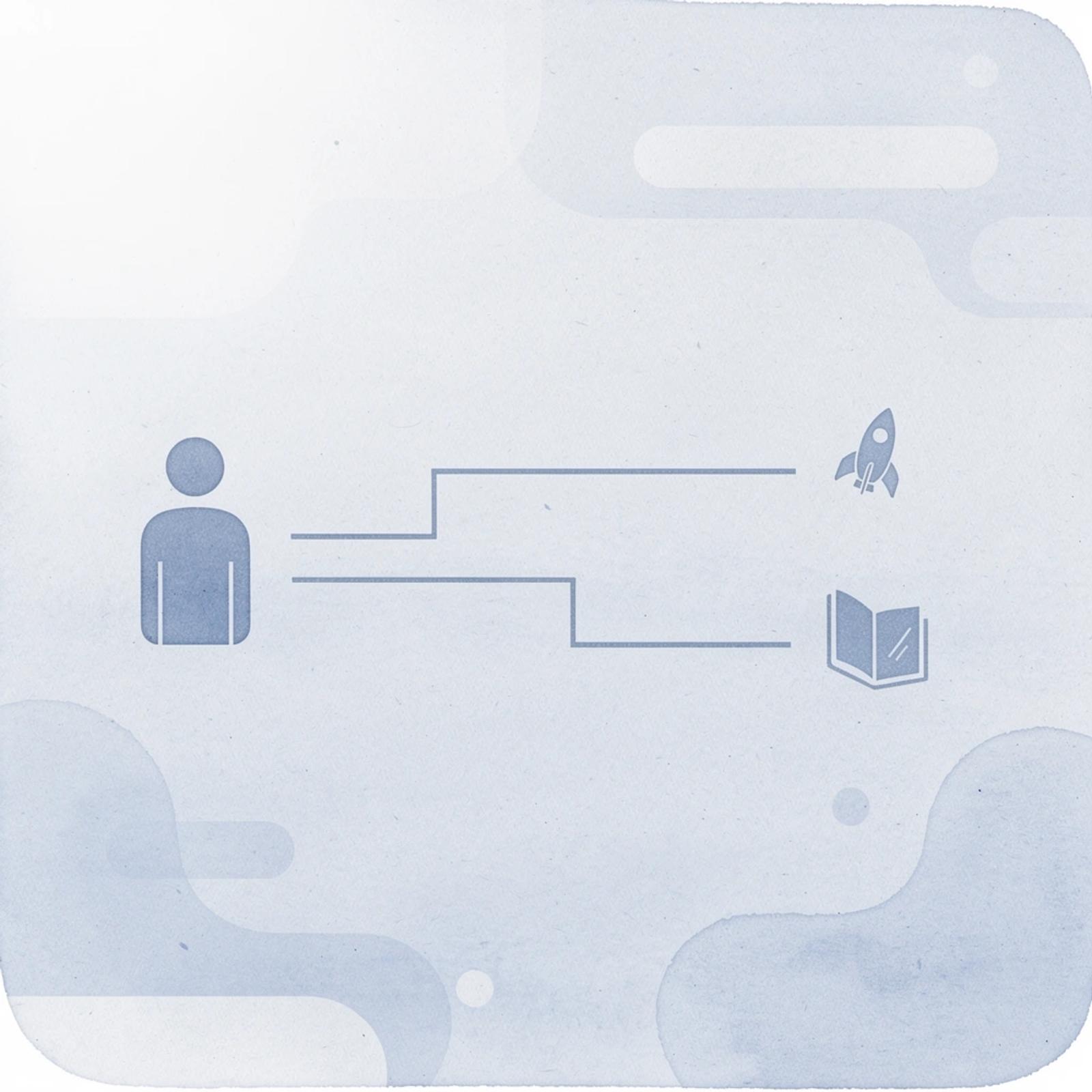 Icon showing one platform splitting into multiple solution paths