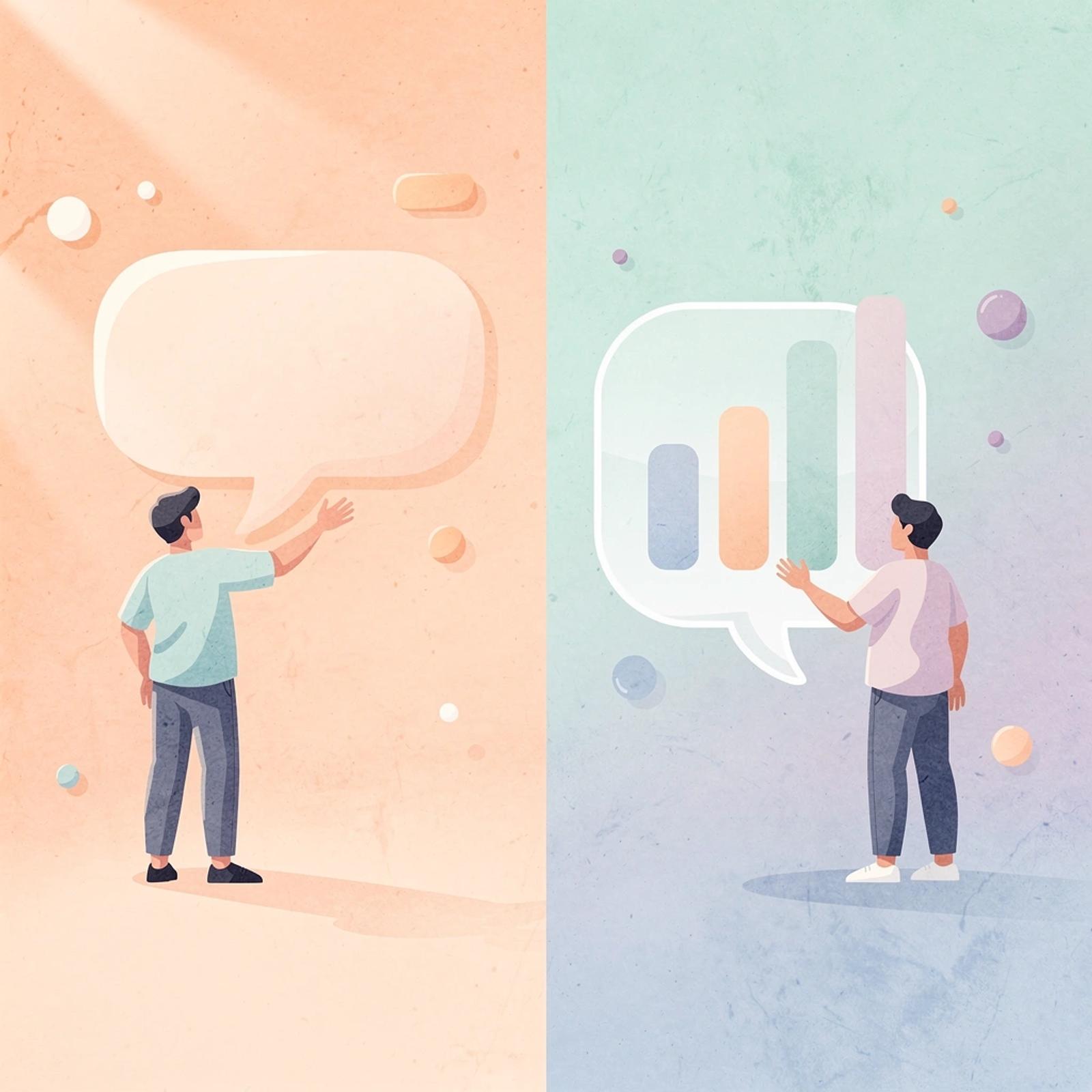 Split scene illustration contrasting strategic creator selection versus popularity-based selection