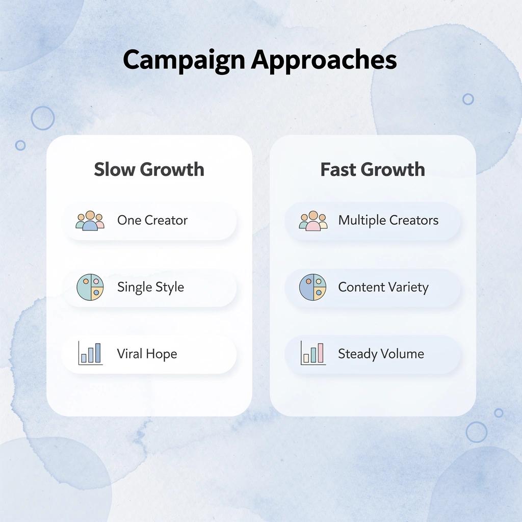 Comparison chart showing slow growth vs fast growth campaign approaches