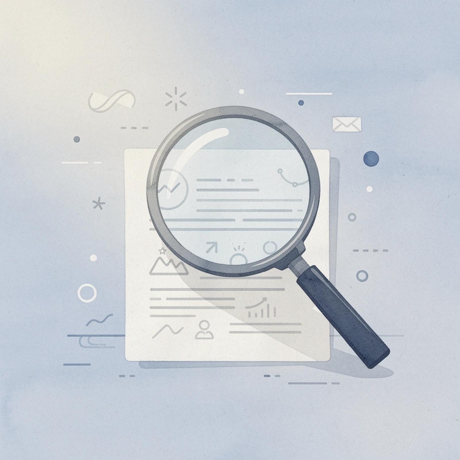 Magnifying glass examining workflow bottlenecks and operational issues