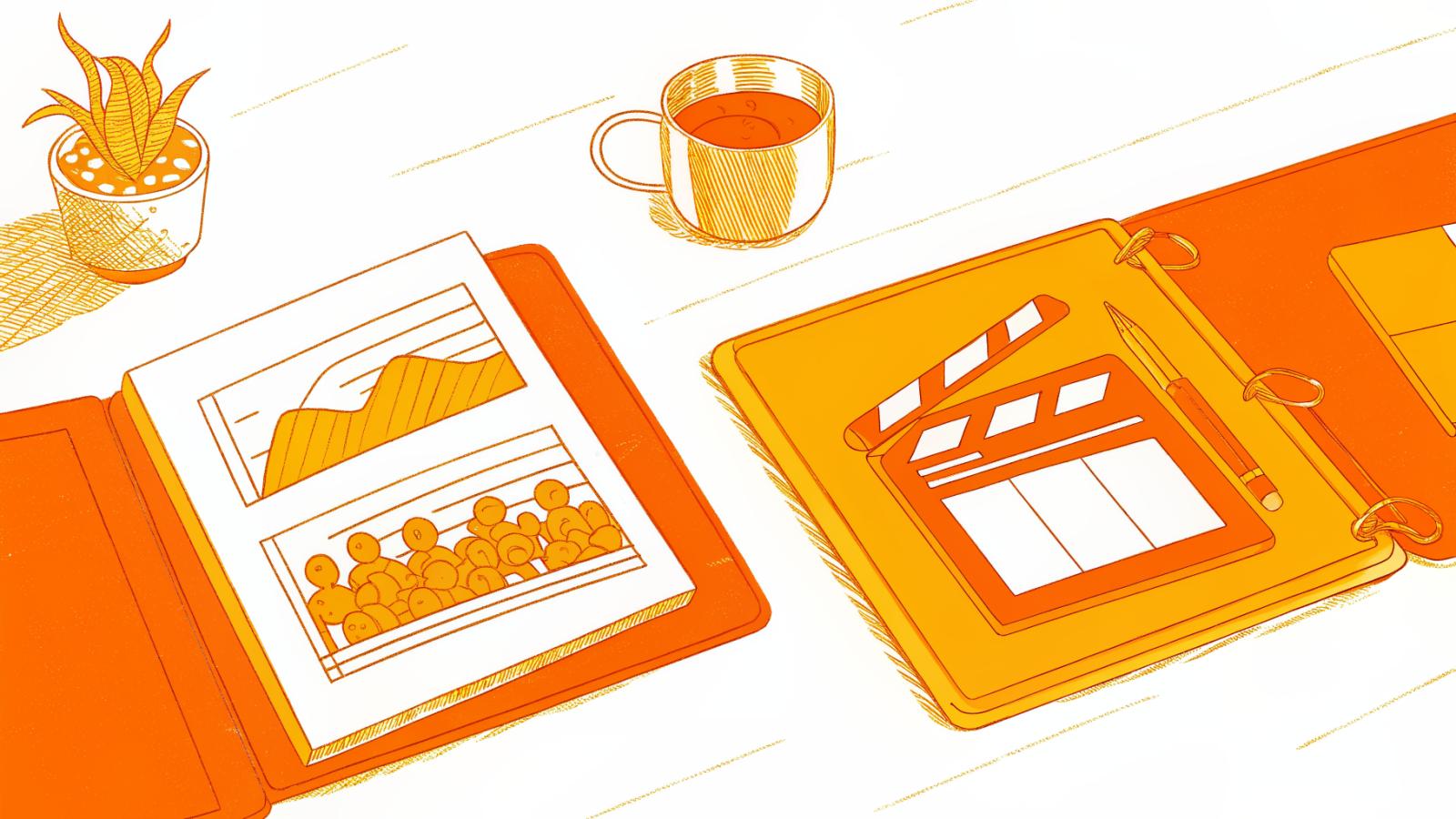 desk flat-lay comparing influencer audience reach versus UGC creator craft asset with balance scale