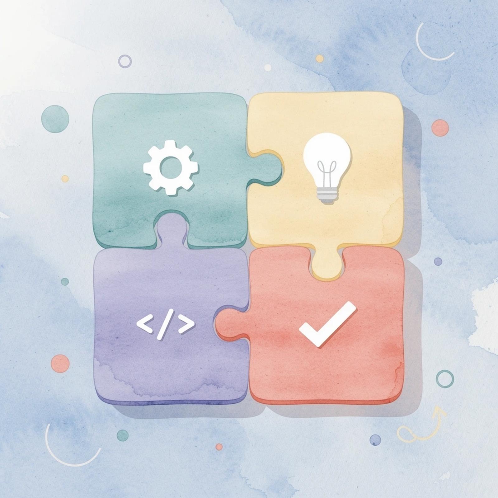 Puzzle pieces fitting together representing unified workflow integration