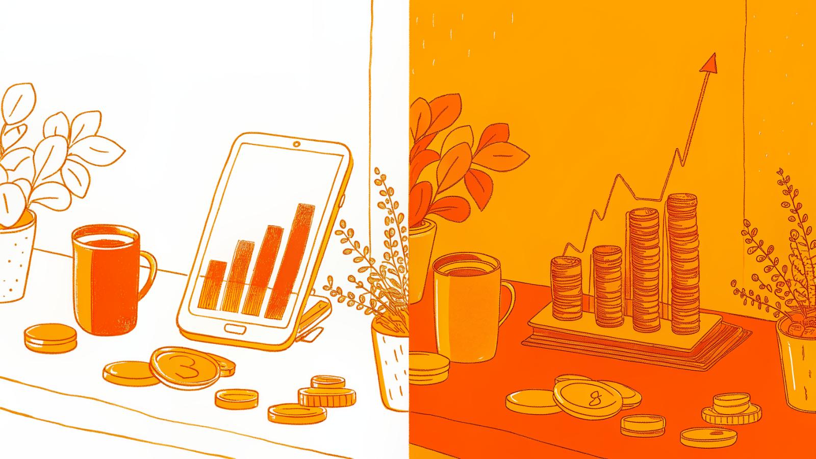 flat fee coin stack versus rising earnings scaling with video views side by side
