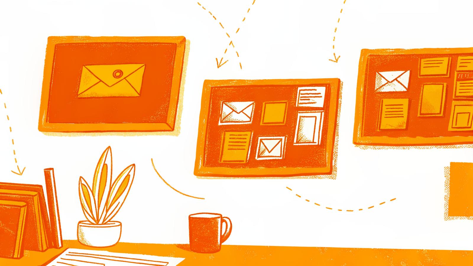 A three-step email pitch flow from subject line to personalized body to brand reply