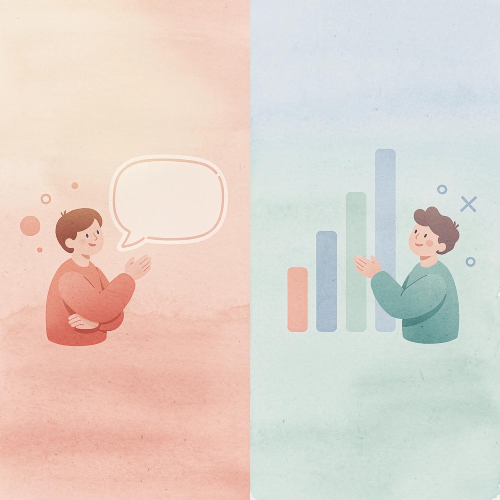 Split scene showing content-focused creator versus business-strategic creator
