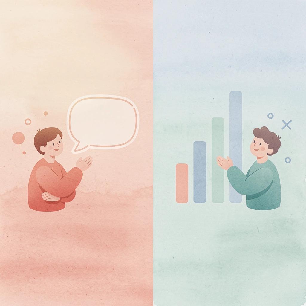 Split scene showing content-focused creator versus business-strategic creator