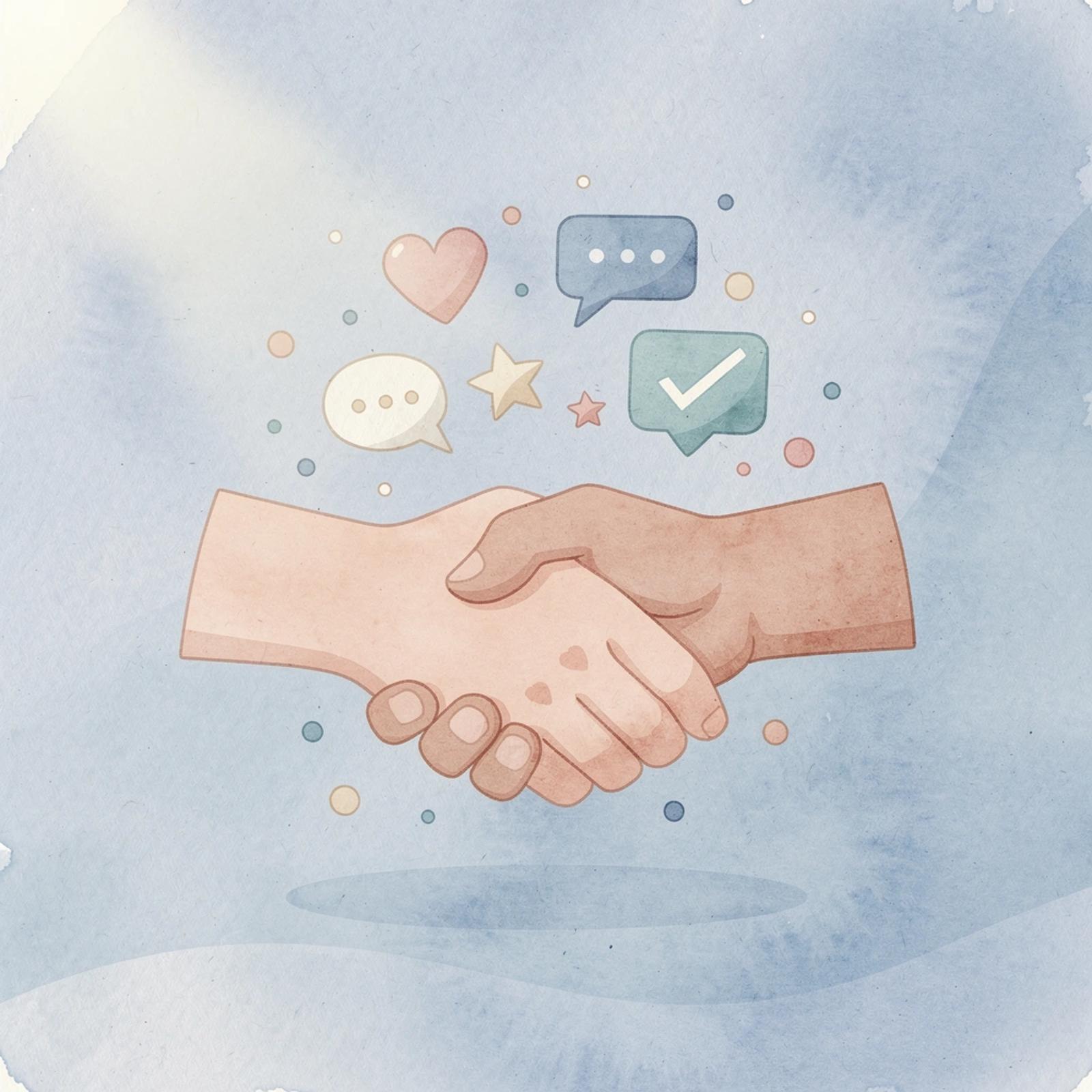 Scene of a creator and brand forming a partnership with floating income and content icons