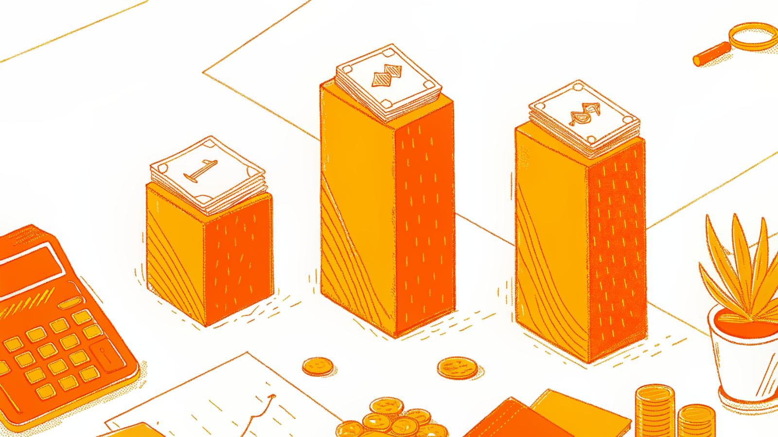 Three tiered earning levels illustrated as rising cards on a styled desk