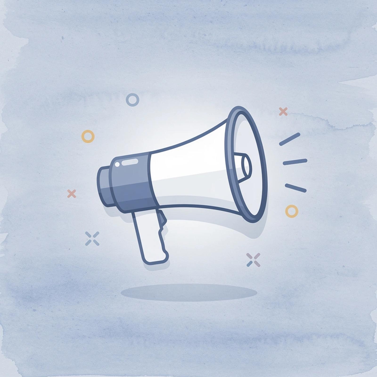 Megaphone icon highlighting audience expansion concept