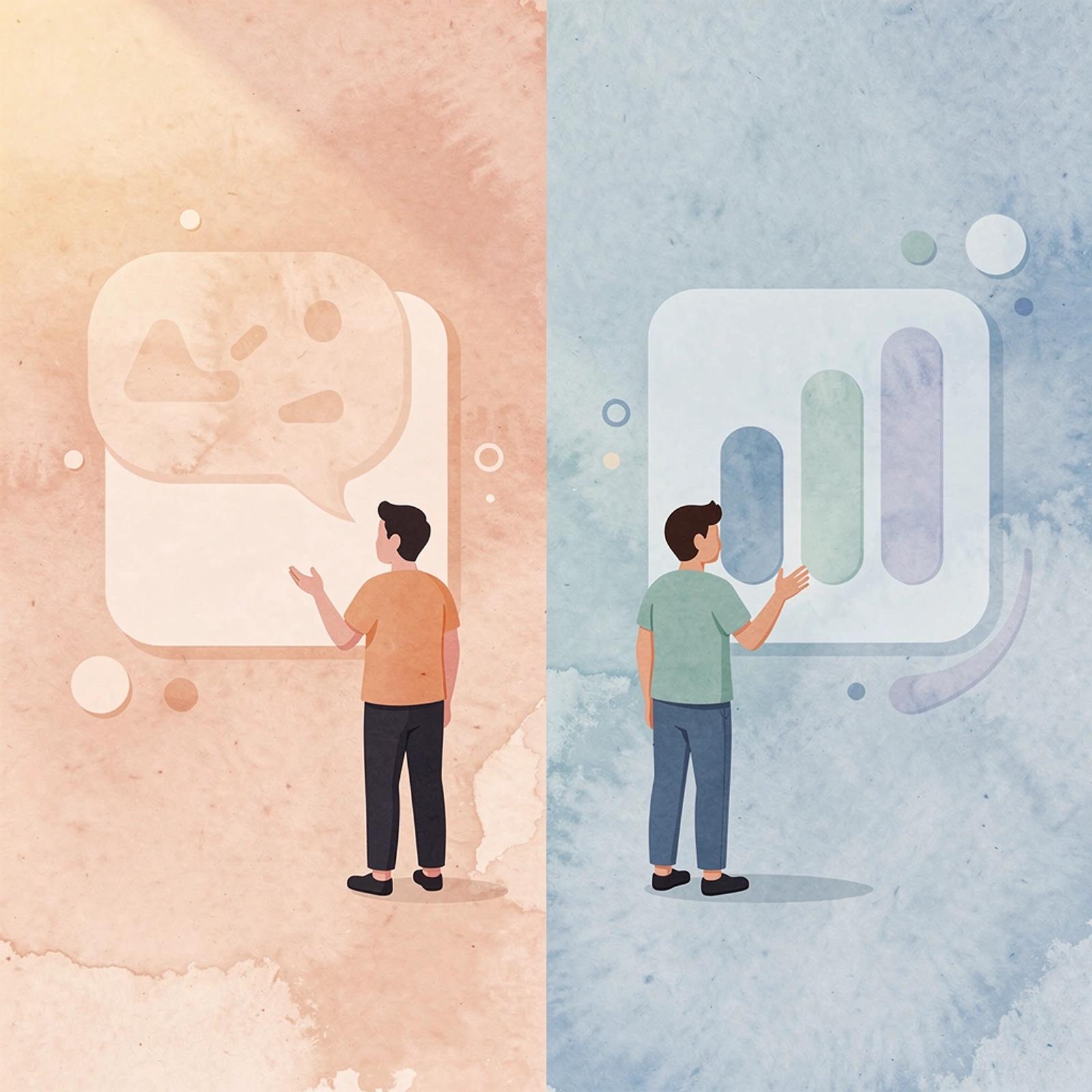 Scene illustration contrasting a digital creator making content versus an influencer building audience trust
