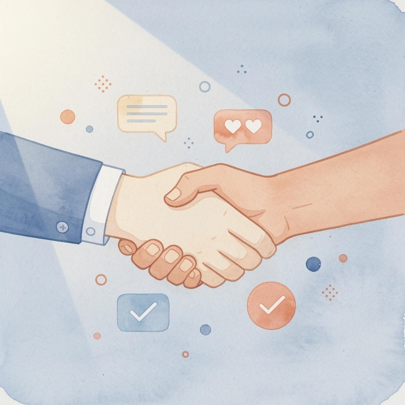 Handshake scene representing creator partnerships across social platforms