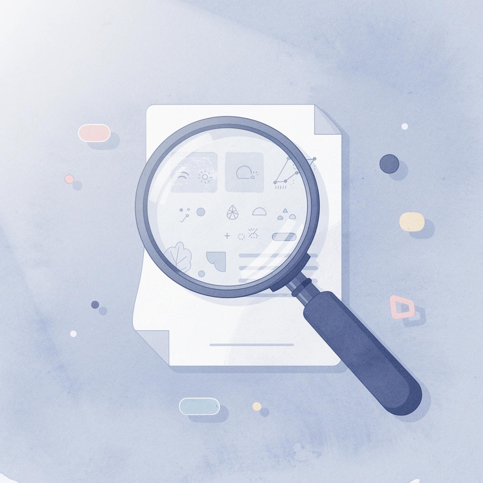 Magnifying glass examining profile representing brand evaluation process